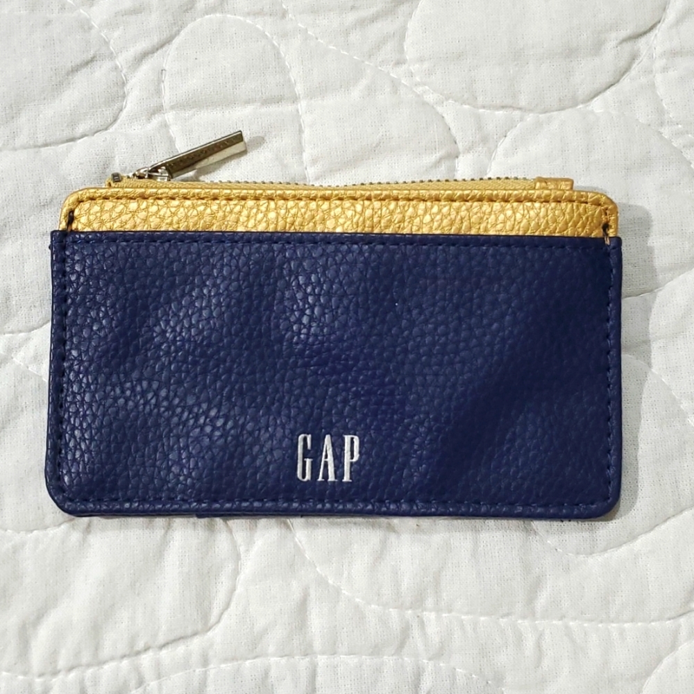 Gap Navy Blue & Gold Zippered Card & Change Purse